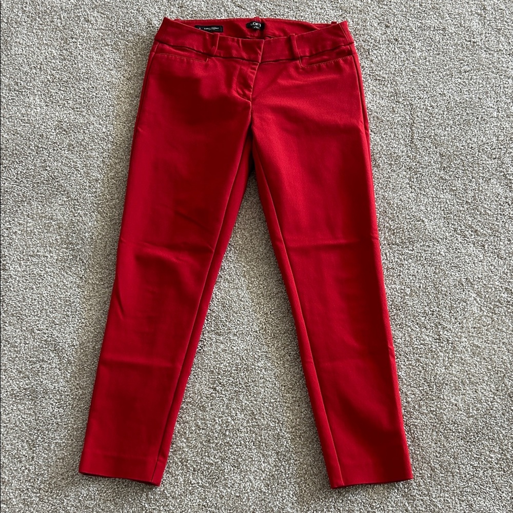 LOFT Curvy Skinny Bold Scarlet Trousers